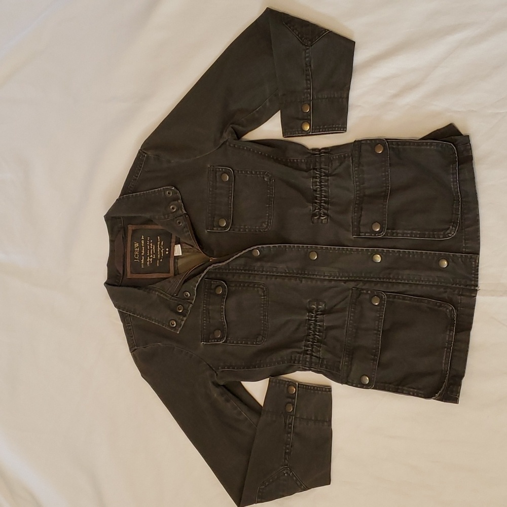 J. Crew Jacket cinch waist olive green color size xs - Picture 5 of 11